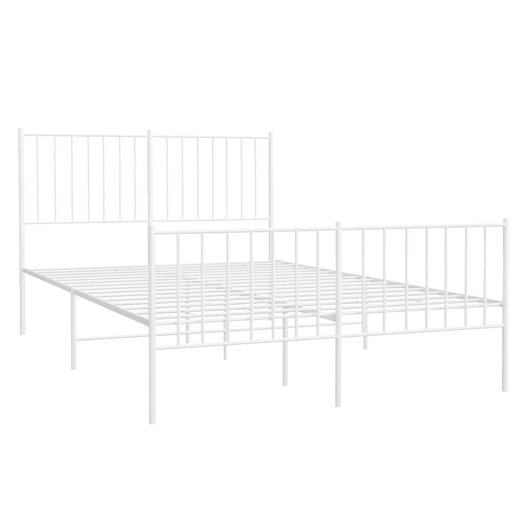 Metal Bed Frame without Mattress with Footboard White 120x190cm