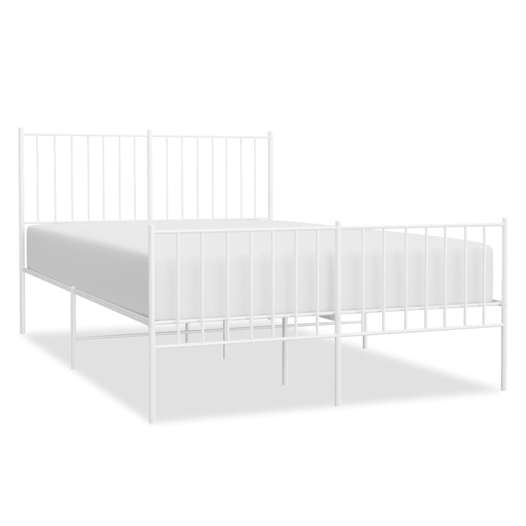 Metal Bed Frame without Mattress with Footboard White 120x200cm