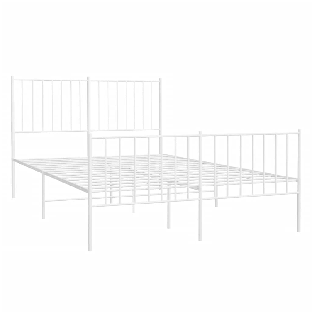 Metal Bed Frame without Mattress with Footboard White 120x200cm