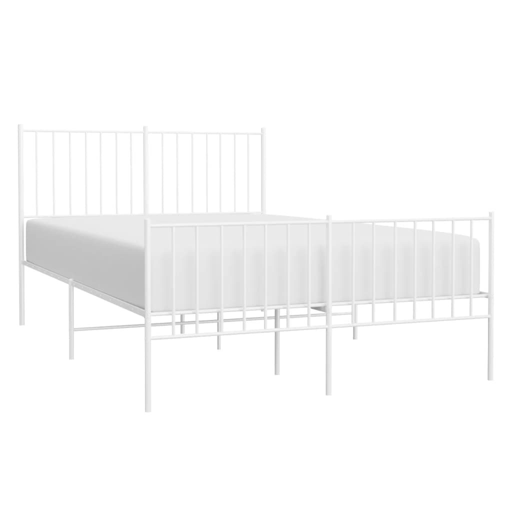 Metal Bed Frame without Mattress with Footboard White 120x200cm