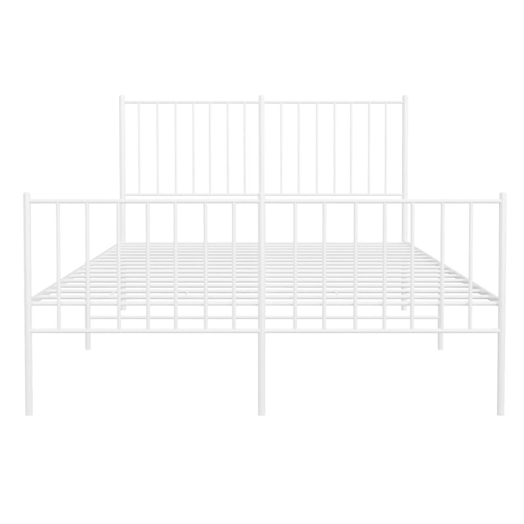 Metal Bed Frame without Mattress with Footboard White 120x200cm