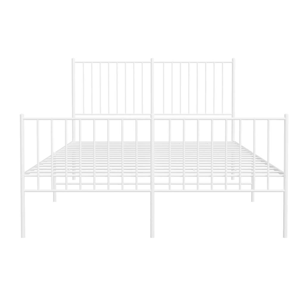 Metal Bed Frame without Mattress with Footboard White 135x190cm