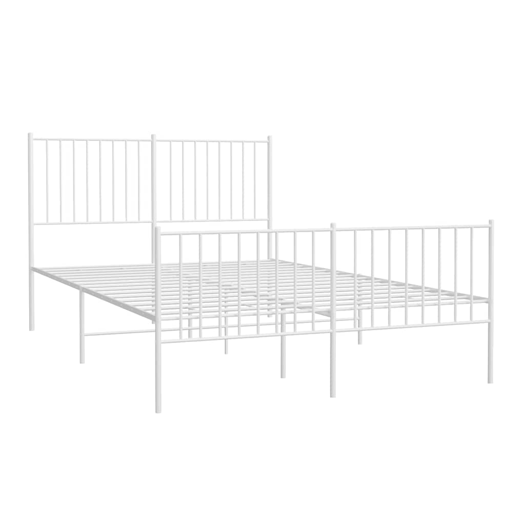 Metal Bed Frame without Mattress with Footboard White 140x200cm