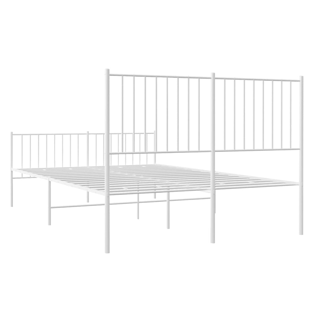 Metal Bed Frame without Mattress with Footboard White 140x200cm