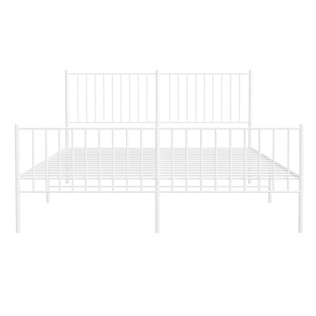 Metal Bed Frame without Mattress with Footboard White 160x200cm
