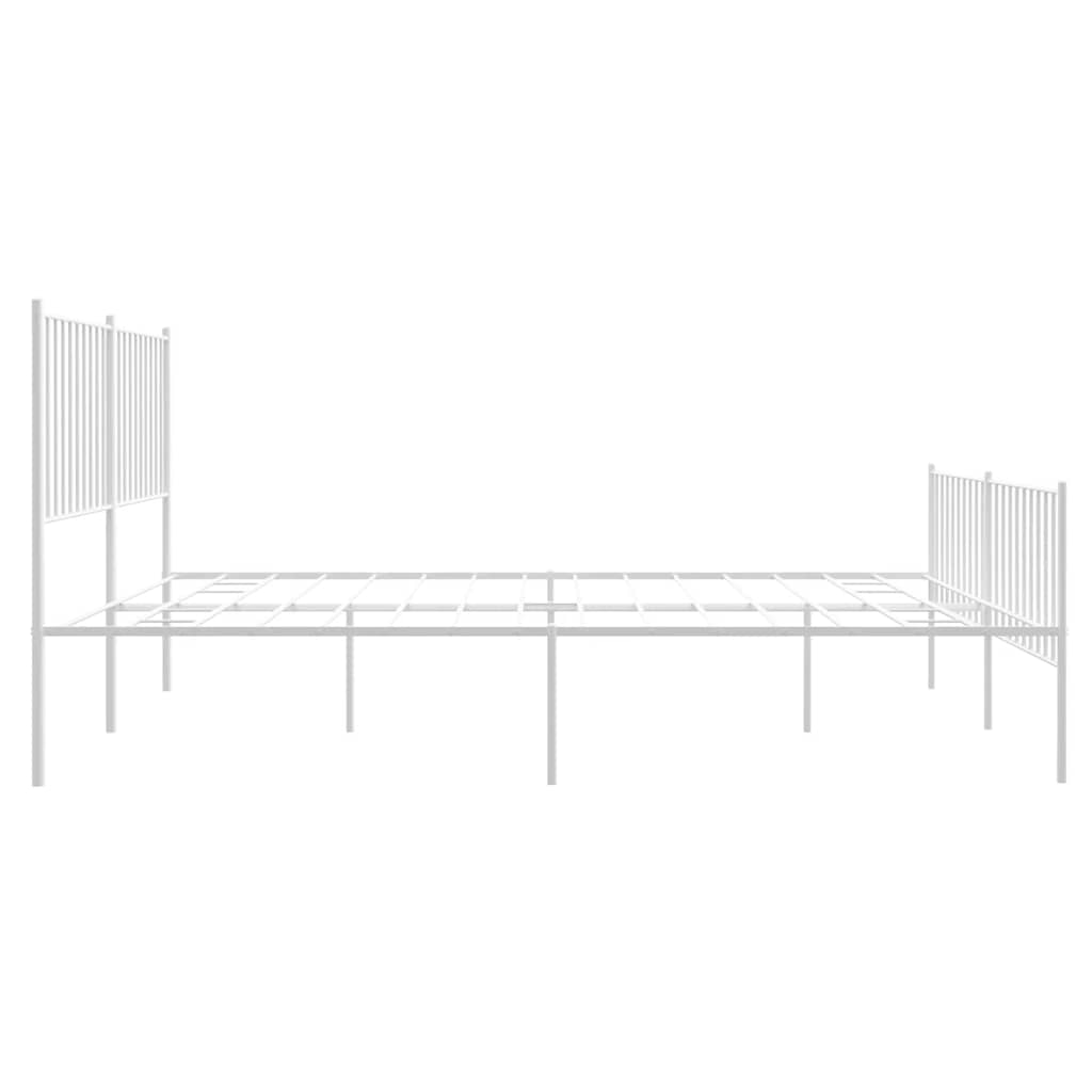 Metal Bed Frame without Mattress with Footboard White 160x200cm