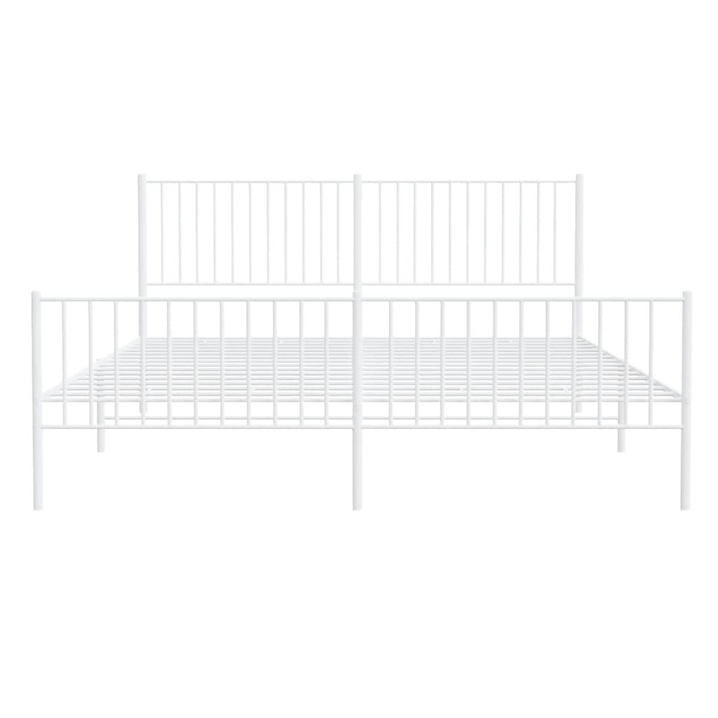 Metal Bed Frame without Mattress with Footboard White 183x213cm