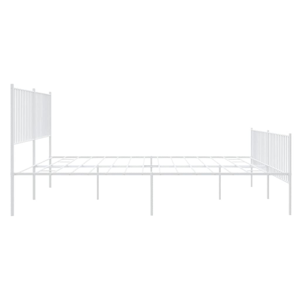 Metal Bed Frame without Mattress with Footboard White 193x203cm