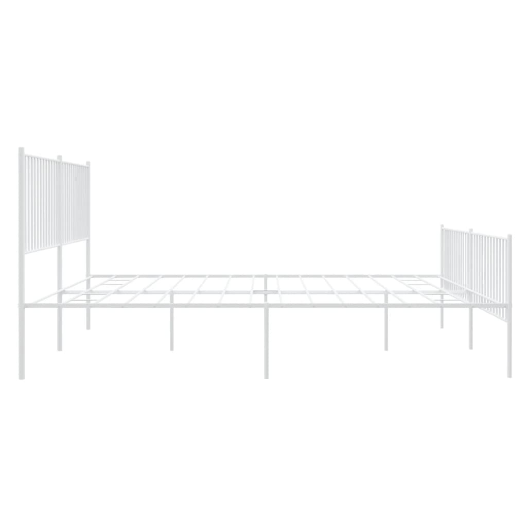 Metal Bed Frame without Mattress with Footboard White 200x200cm