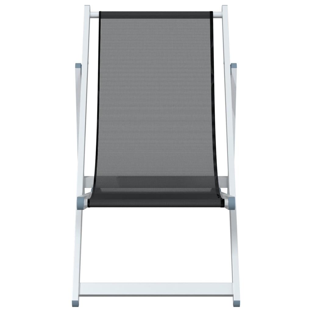 Folding Beach Chairs 2 pcs Grey Aluminium and Textilene