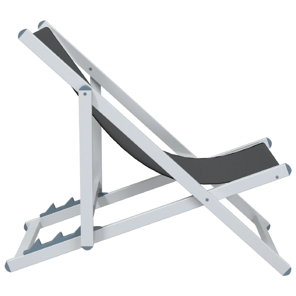 Folding Beach Chairs 2 pcs Grey Aluminium and Textilene