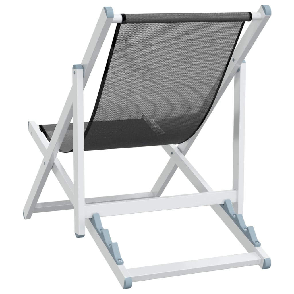 Folding Beach Chairs 2 pcs Grey Aluminium and Textilene
