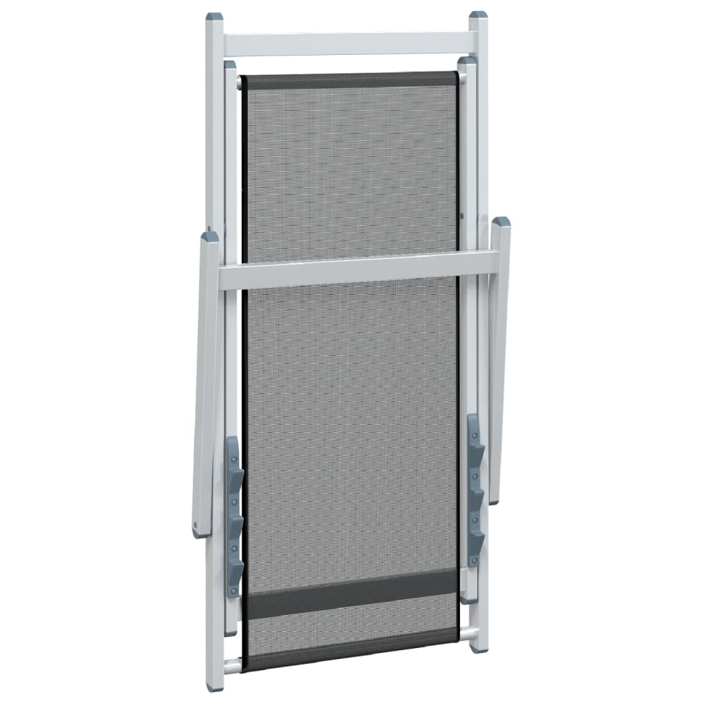 Folding Beach Chairs 2 pcs Grey Aluminium and Textilene