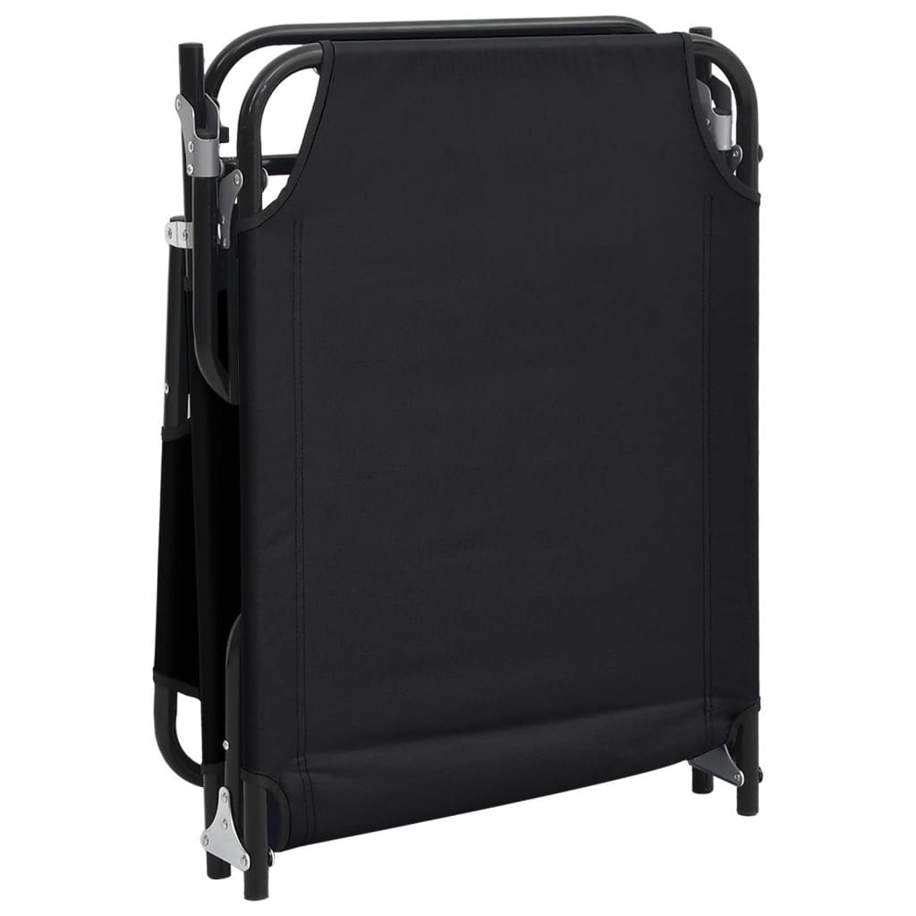 Folding Sun Lounger Black Oxford Fabric&Powder-coated Steel
