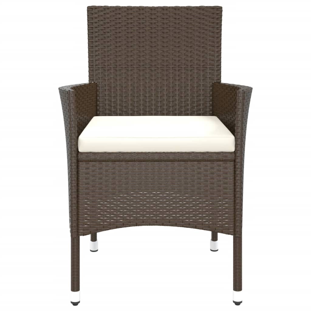 Garden Chairs with Cushions 2 pcs Brown Poly Rattan (UK/IE/FI/NO only)