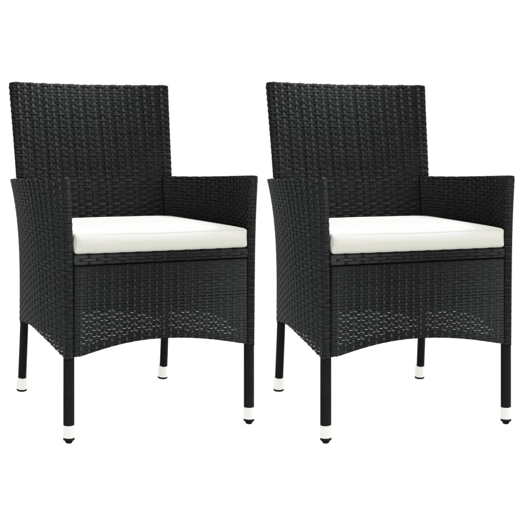 Garden Chairs with Cushions 2 pcs Black Poly Rattan (UK/IE/FI/NO only)