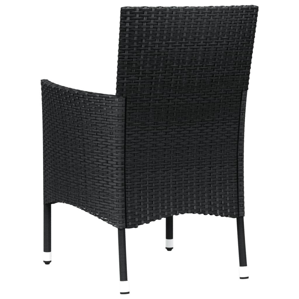 Garden Chairs with Cushions 2 pcs Black Poly Rattan (UK/IE/FI/NO only)