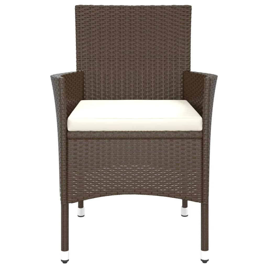 Garden Chairs with Cushions 4 pcs Brown Poly Rattan (UK/IE/FI/NO only)