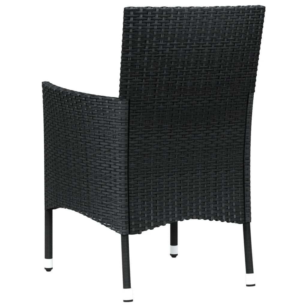Garden Chairs with Cushions 4 pcs Black Poly Rattan (UK/IE/FI/NO only)