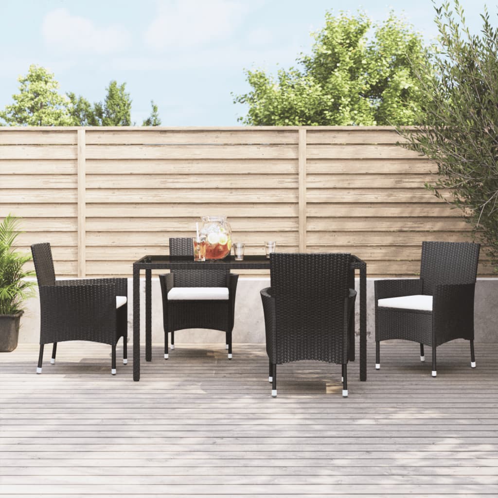 Garden Chairs with Cushions 4 pcs Black Poly Rattan (UK/IE/FI/NO only)
