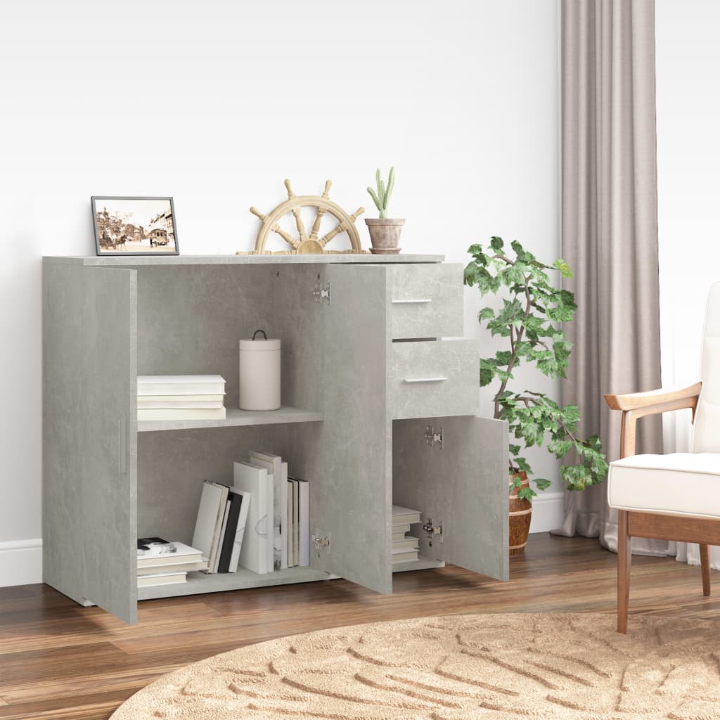 Sideboard Concrete Grey 91x29.5x75 cm Engineered Wood