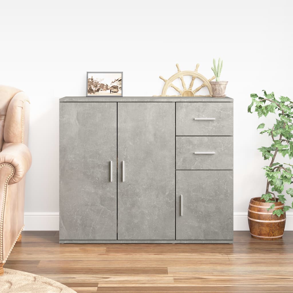 Sideboard Concrete Grey 91x29.5x75 cm Engineered Wood