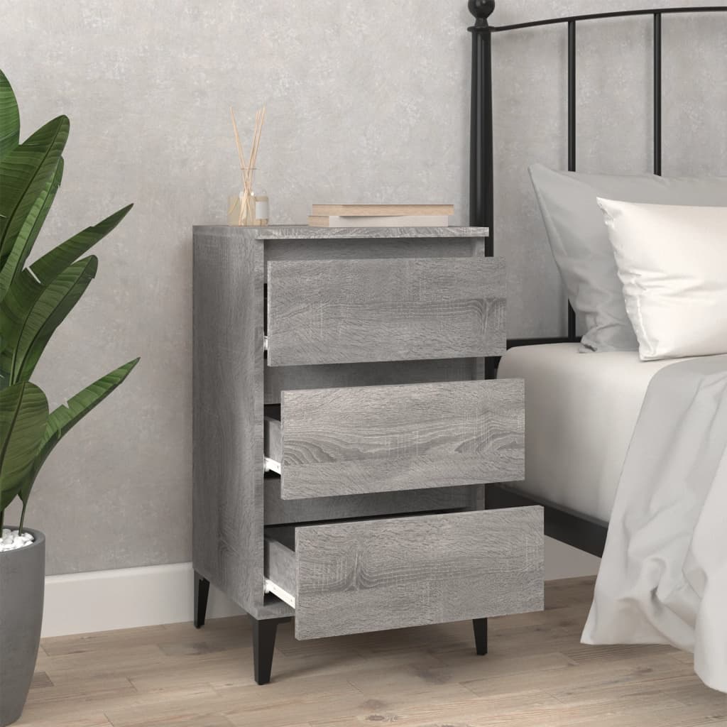 Bedside Cabinet Grey Sonoma 40x35x70 cm Engineered Wood