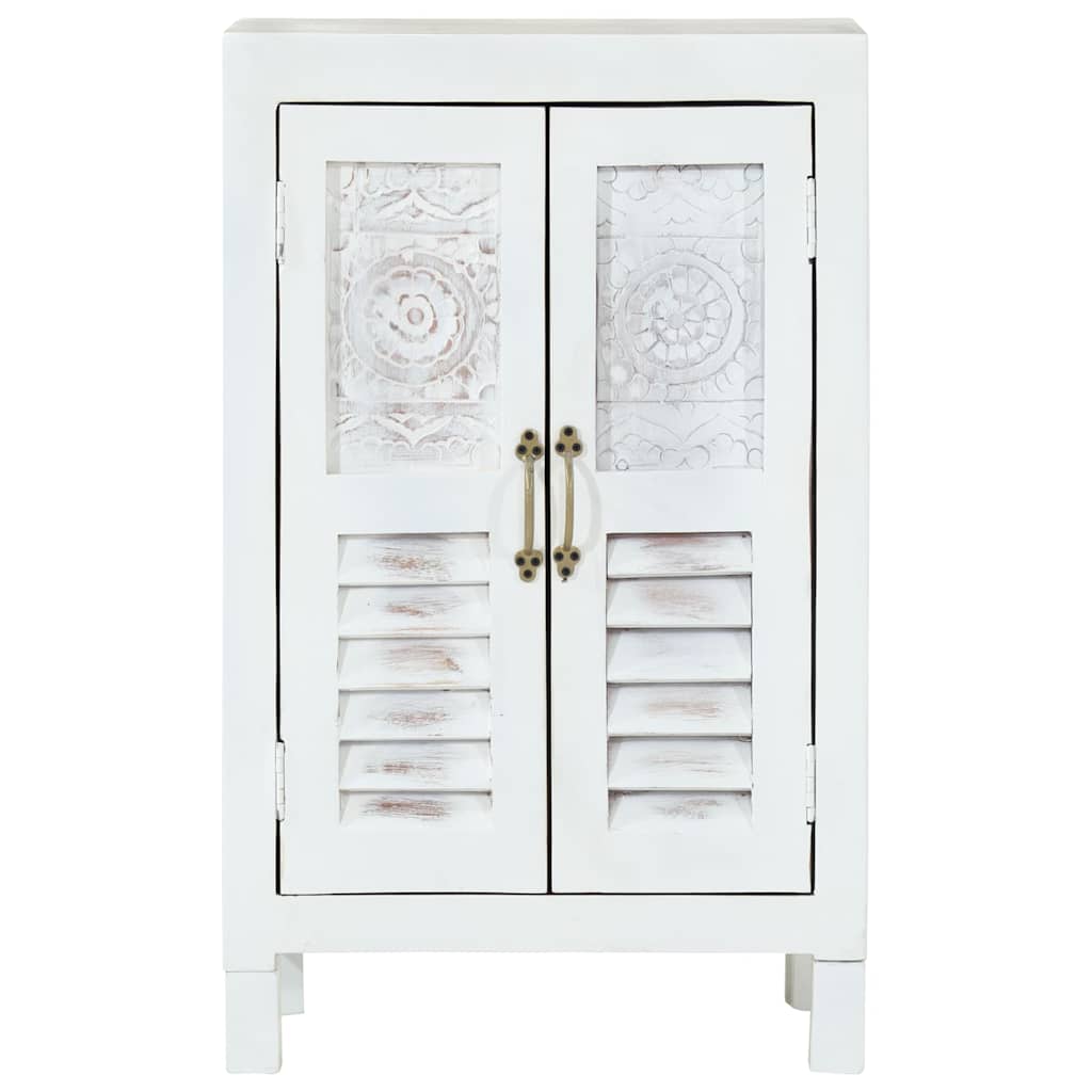 Sideboard White 55x30x90 cm Solid Wood Acacia
