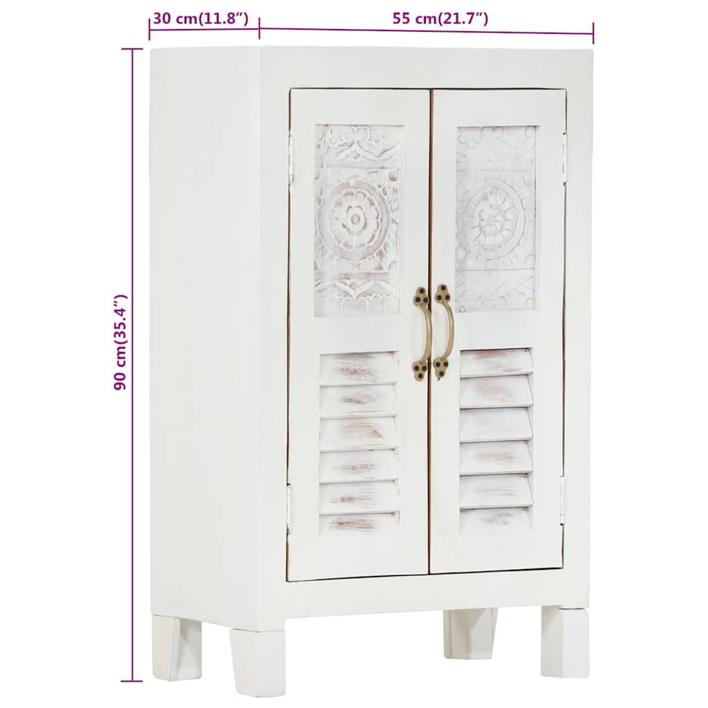 Sideboard White 55x30x90 cm Solid Wood Acacia