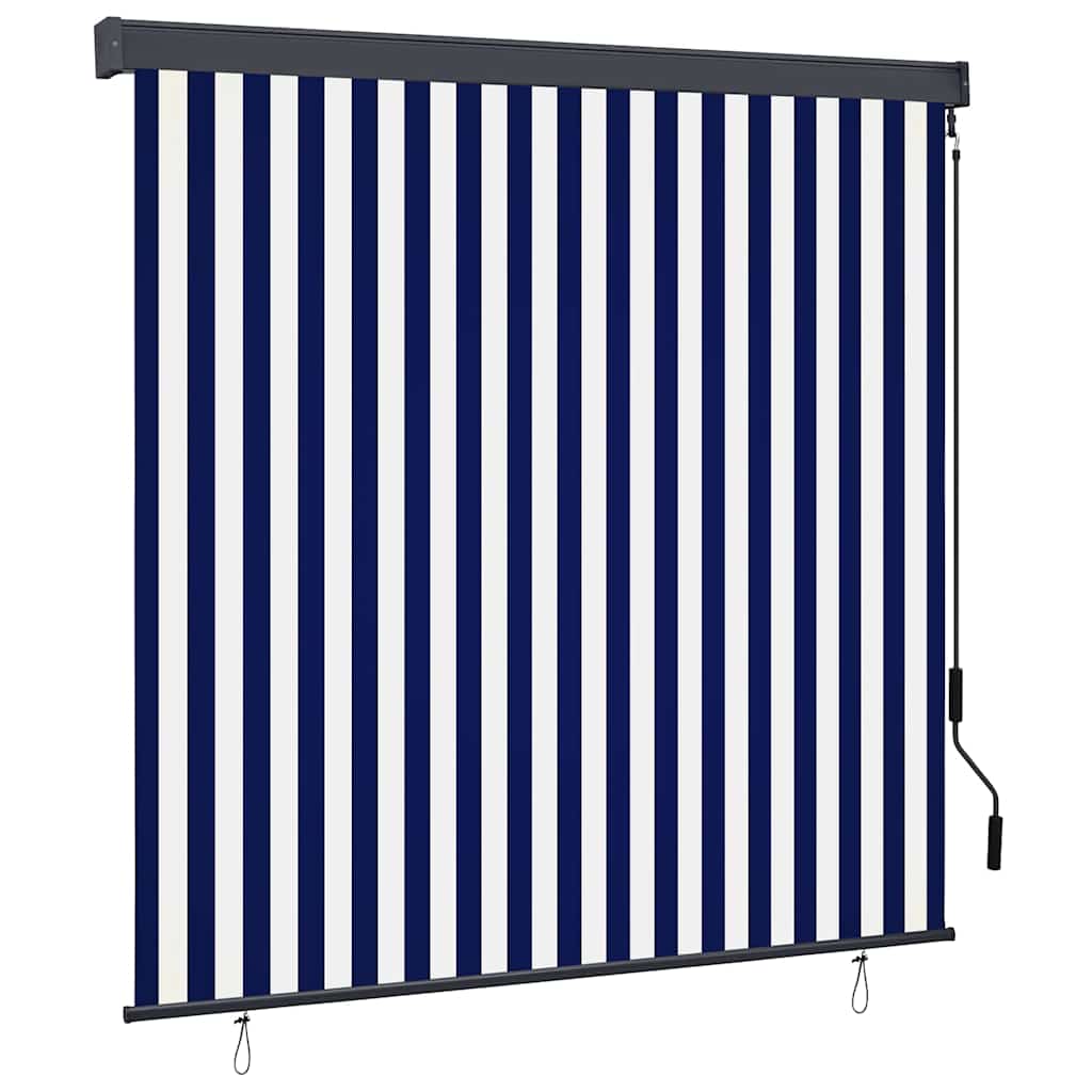 Outdoor Roller Blind Striped Blue and white 180 x 250 cm Fabric