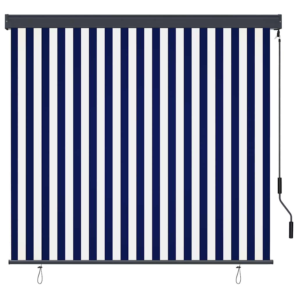 Outdoor Roller Blind Striped Blue and white 180 x 250 cm Fabric