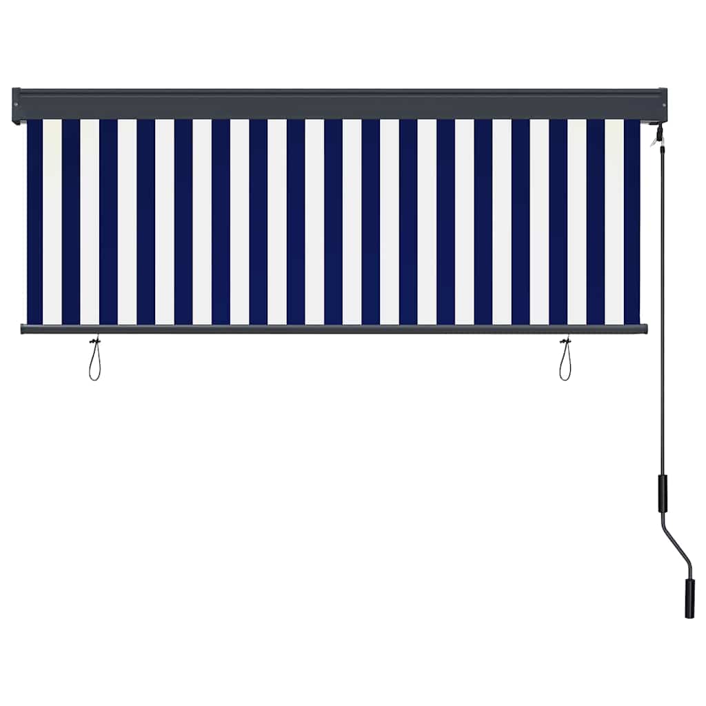 Outdoor Roller Blind Striped Blue and white 180 x 250 cm Fabric