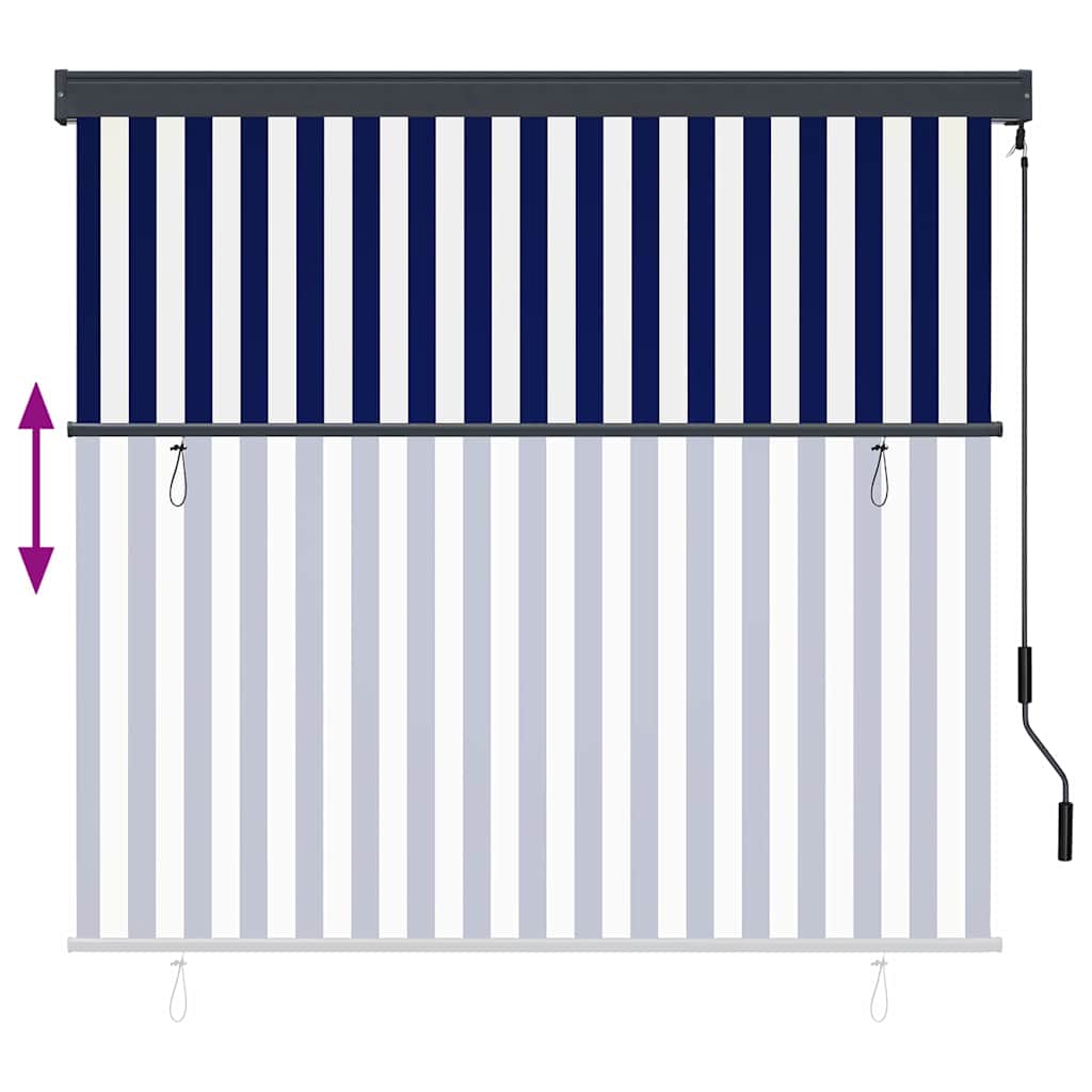 Outdoor Roller Blind Striped Blue and white 180 x 250 cm Fabric