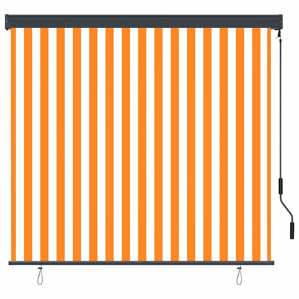 Outdoor Roller Blind Orange and white 180 x 250 cm Fabric