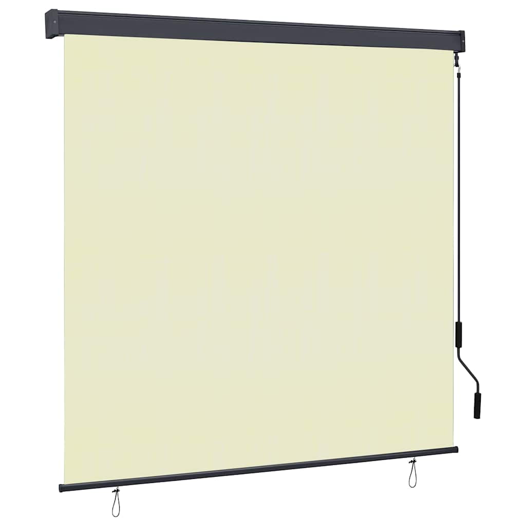 Outdoor Roller Blind Striped Manual Cream 180 x 250 cm Fabric