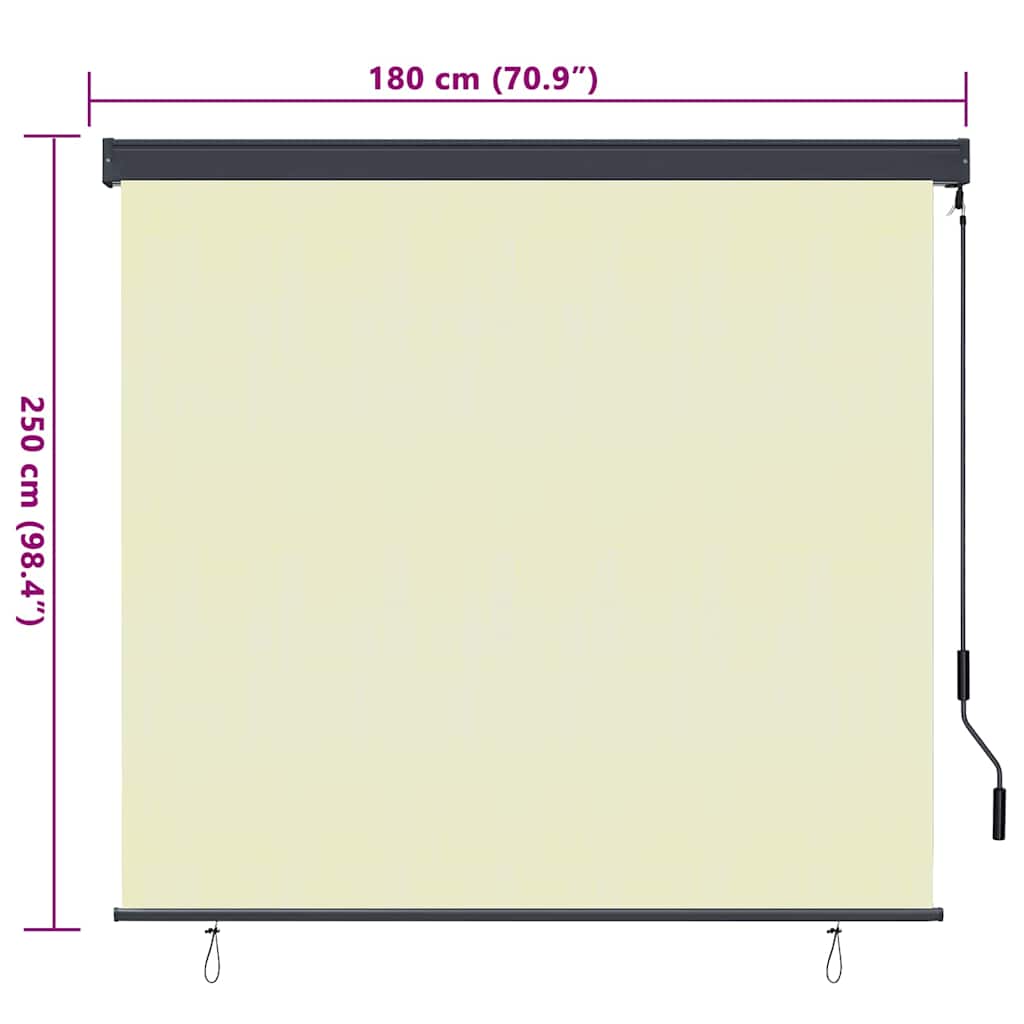 Outdoor Roller Blind Striped Manual Cream 180 x 250 cm Fabric