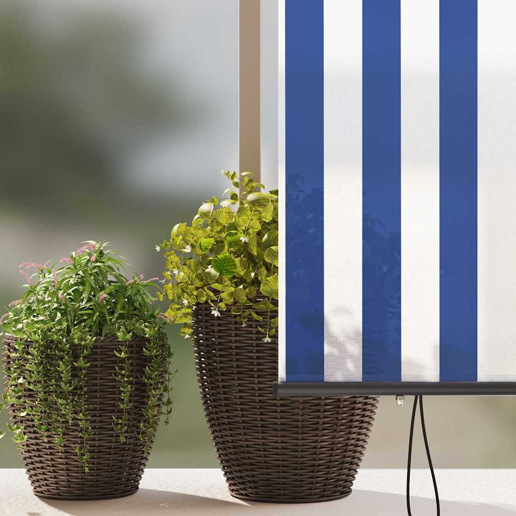 Outdoor Roller Blind Striped Blue and white 200 x 250 cm Fabric
