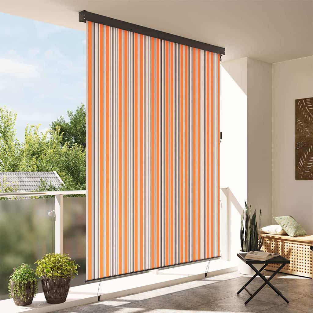 Outdoor Roller Blind Manual Yellow and blue 200 x 250 cm Fabric