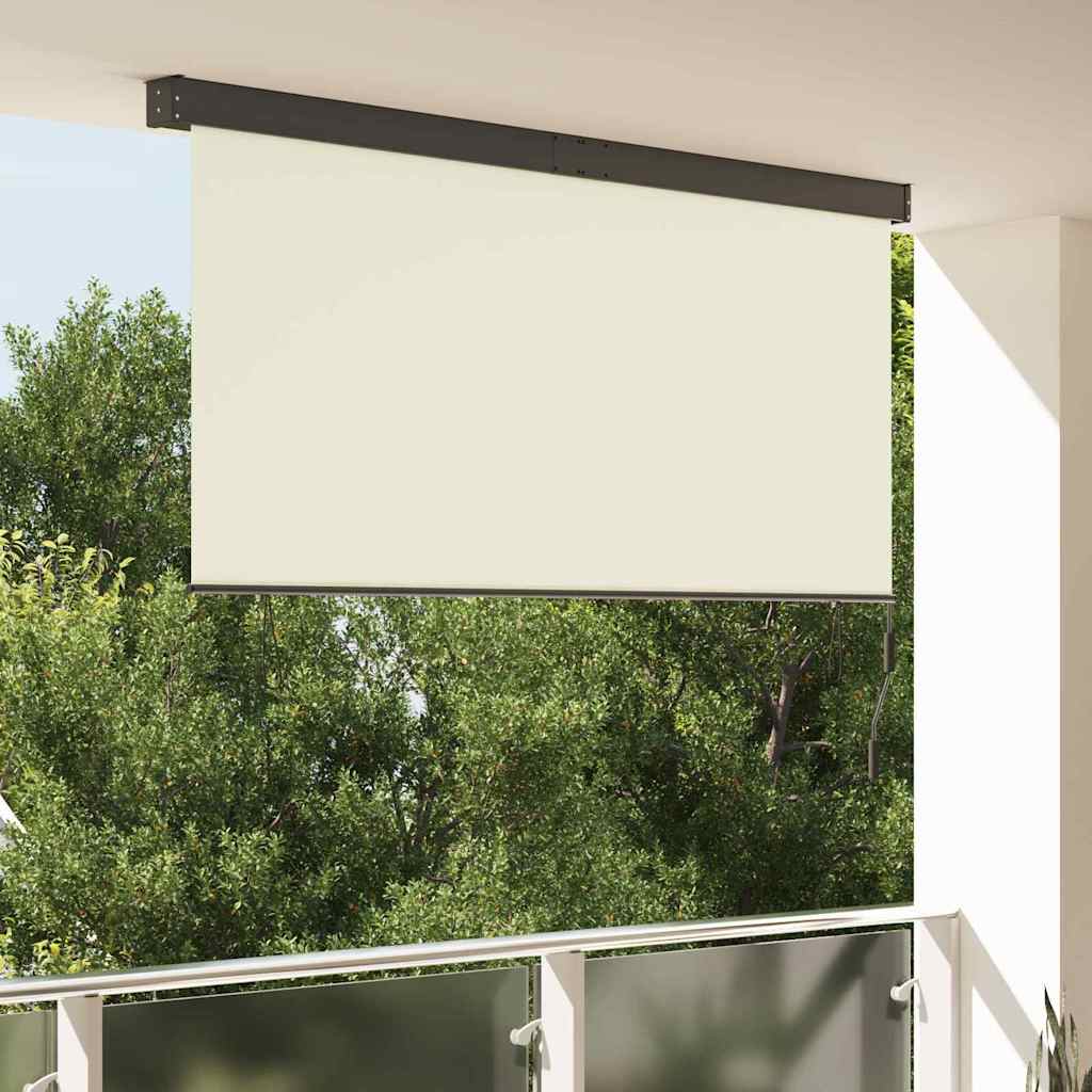 Outdoor Roller Blind Striped Manual Cream 200 x 250 cm Fabric