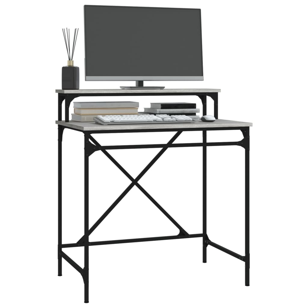 Desk Grey Sonoma 80x50x90 cm Engineered Wood and Iron