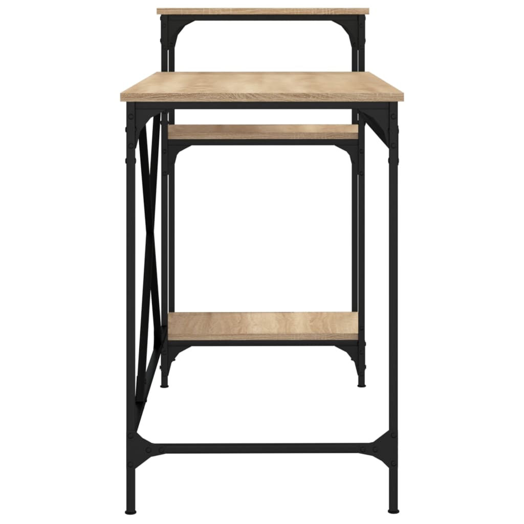 Desk with Shelves Sonoma Oak 135x50x90 cm Engineered Wood&Iron