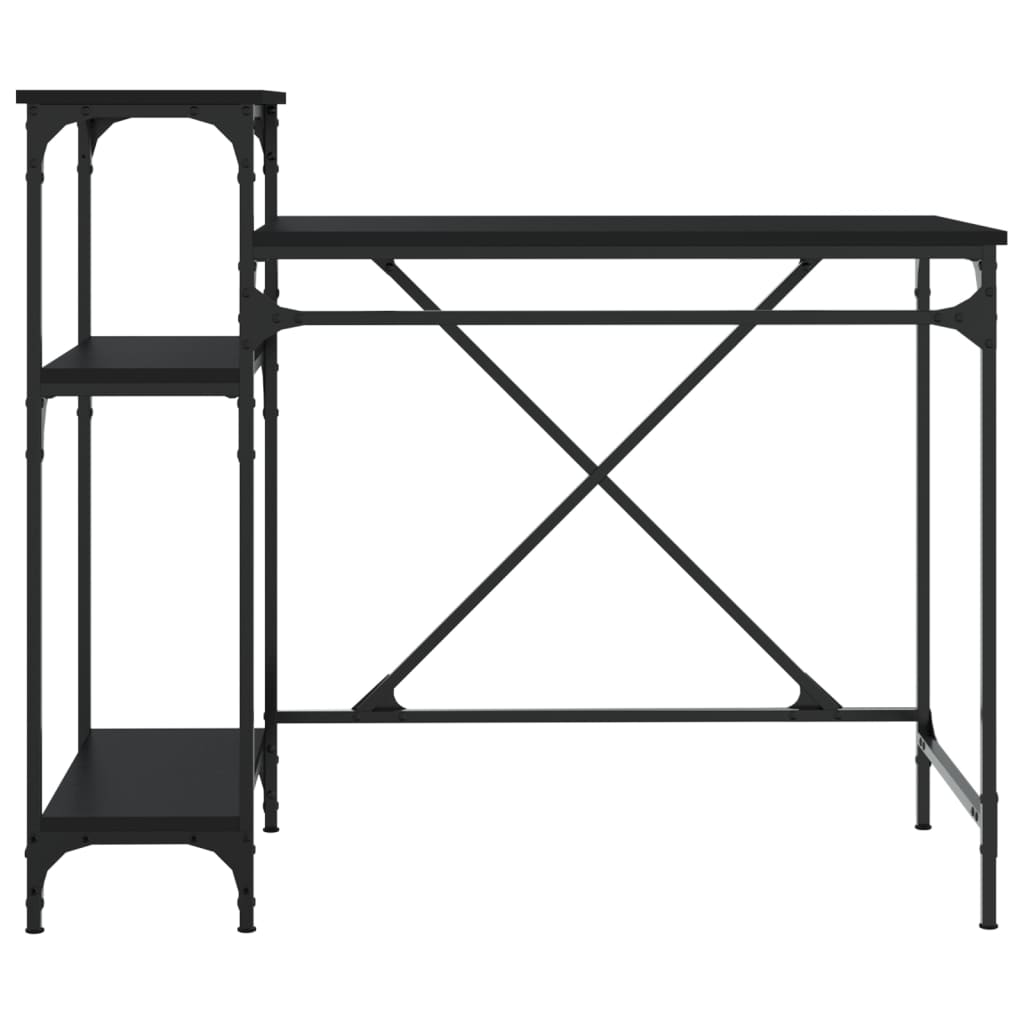 Desk with Shelves Black 105x50x90 cm Engineered Wood&Iron