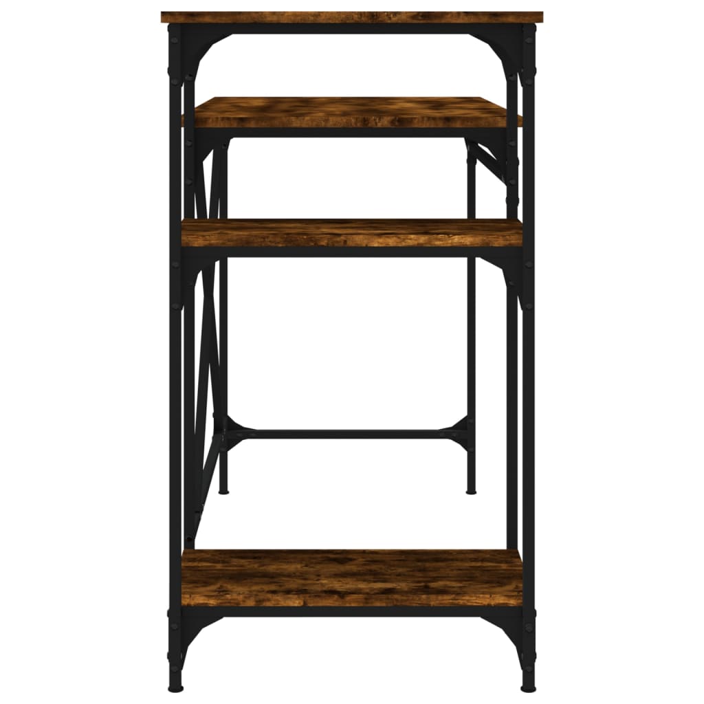 Desk with Shelves Smoked Oak 105x50x90 cm Engineered Wood&Iron