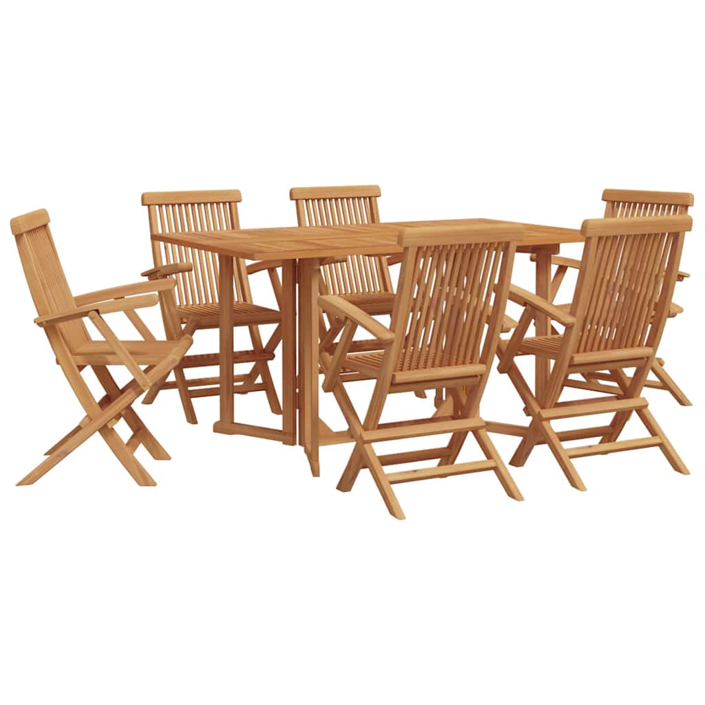 Garden Dining Set 7 pcs Brown 150 x 90 x 75 cm Solid Teak wood