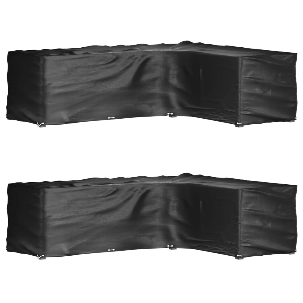 L-Shaped Garden Furniture Covers 2 pcs 18 Eyelets 285x220x80 cm