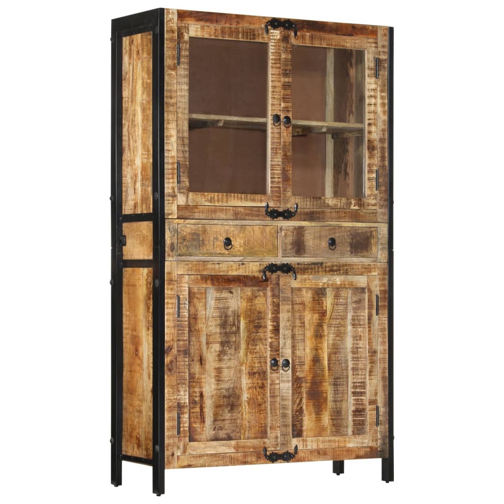Highboard 100x40x175 cm Solid Rough Wood Mango