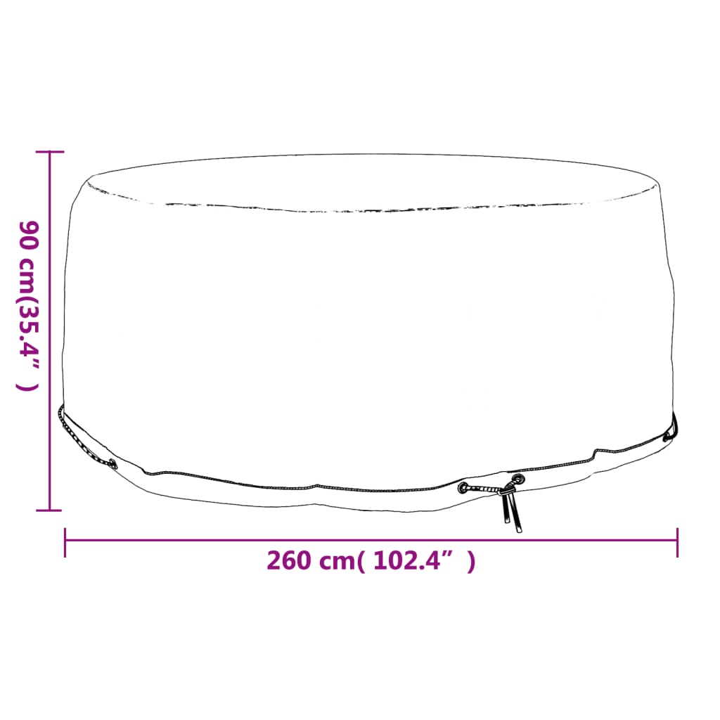 Garden Furniture Cover 10 Eyelets Ø260x90 cm Round