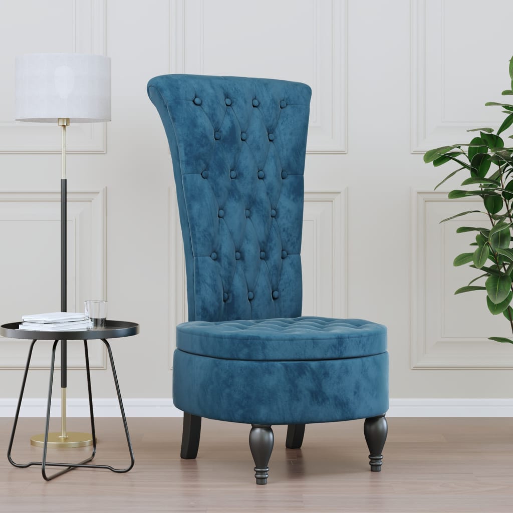 High Back Chair Velvet Button Design