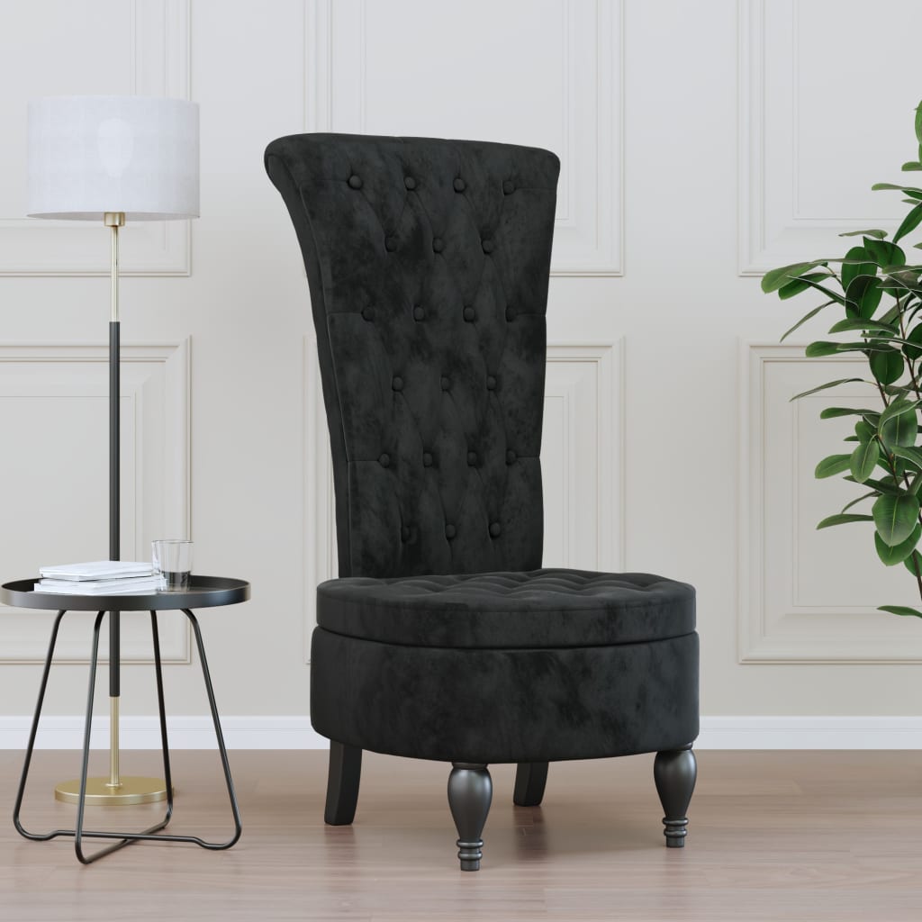 High Back Chair Velvet Button Design