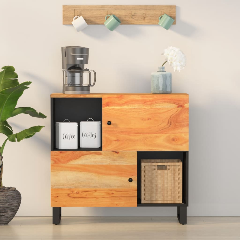 Sideboard with 2 Doors 80x33x75 cm Solid Wood Acacia